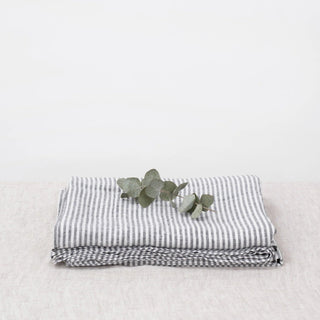 Thin Black Stripes Linen Flat Sheet - Linen Tales 