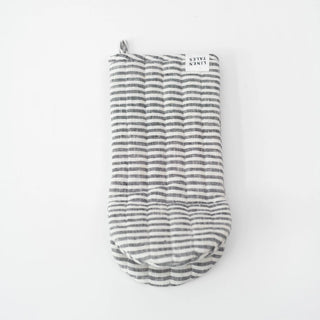 Thin Black Stripes Linen Oven Mitt - Linen Tales 