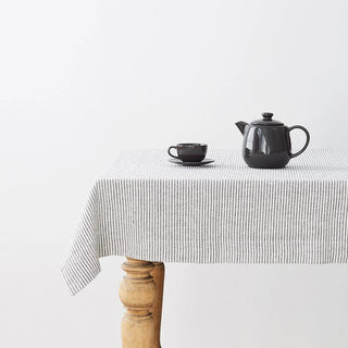 Thin Black Stripes Linen Tablecloth - Linen Tales 