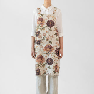 Vintage Roses Linen Crossback Apron - Linen Tales 1