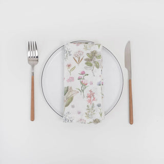 White Botany Linen Napkins Set of 2 - Linen Tales 
