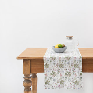 White Botany Linen Table Runner - Linen Tales 