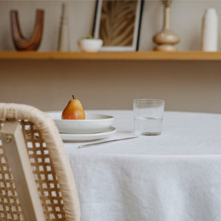 White Lightweight Linen Round Tablecloth - Linen Tales 