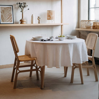 White Lightweight Linen Round Tablecloth - Linen Tales 4
