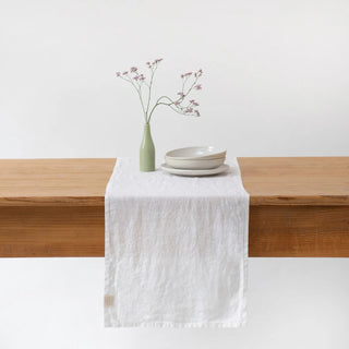 White Lightweight Linen Table Runner - Linen Tales 