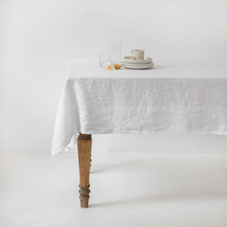 White Lightweight Linen Tablecloth - Linen Tales 