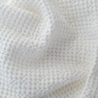 White Linen & Cotton Honeycomb Waffle Towel - Linen Tales 