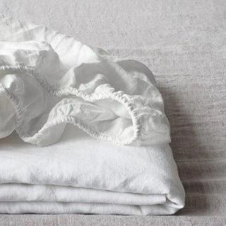 White Linen Fitted Sheet - Linen Tales 