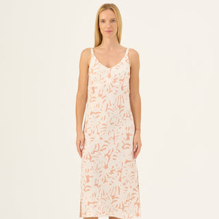 White Monstera Linen Chamomile Dress - Linen Tales Global 