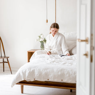 White Waffle Bathrobe & Towel Bundle - Linen Tales 8