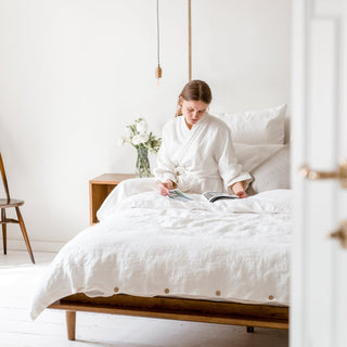 White Waffle Bathrobe & Towel Bundle - Linen Tales 10