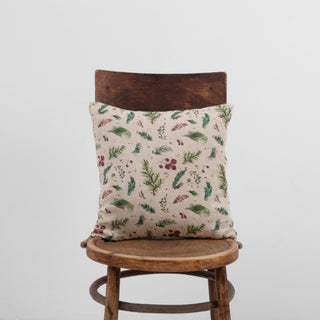 Winter Berries on Light Natural Linen Cushion Cover - Linen Tales 