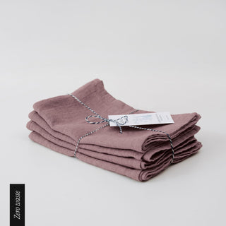 Zero Waste Ashes of Roses Linen Kitchen Towels Set of 4 - Linen Tales 