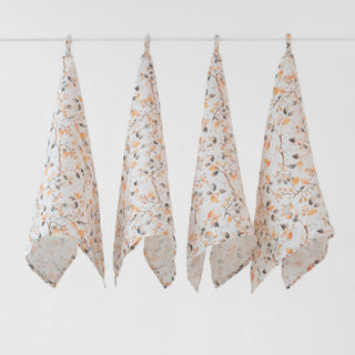 Zero Waste Fall Watercolor Linen Kitchen Towels Set of 4 - Linen Tales 