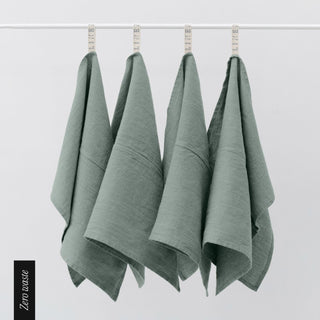 Zero Waste Green Milieu Linen Kitchen Towels Set of 4 - Linen Tales 
