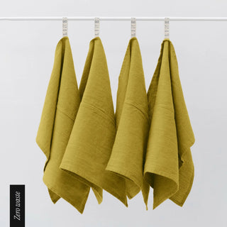 Zero Waste Moss Green Linen Kitchen Towels Set of 4 - Linen Tales 