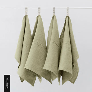 Zero Waste Sage Linen Kitchen Towels Set of 4 - Linen Tales 