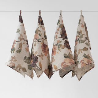 Zero Waste Vintage Roses Linen Kitchen Towels Set of 4 - Linen Tales 1