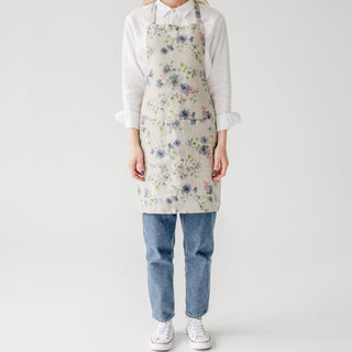 Flowers on Natural Linen Daily Apron - Linen Tales 
