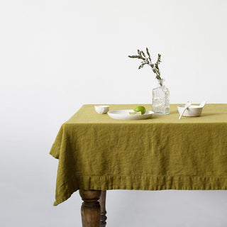 Moss Green Linen Tablecloth - Linen Tales 