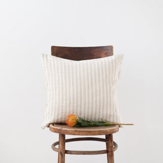 Natural White Stripes Linen Cushion Cover - Linen Tales 