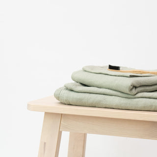 Sage Linen Fine Waffle Towel - Linen Tales 
